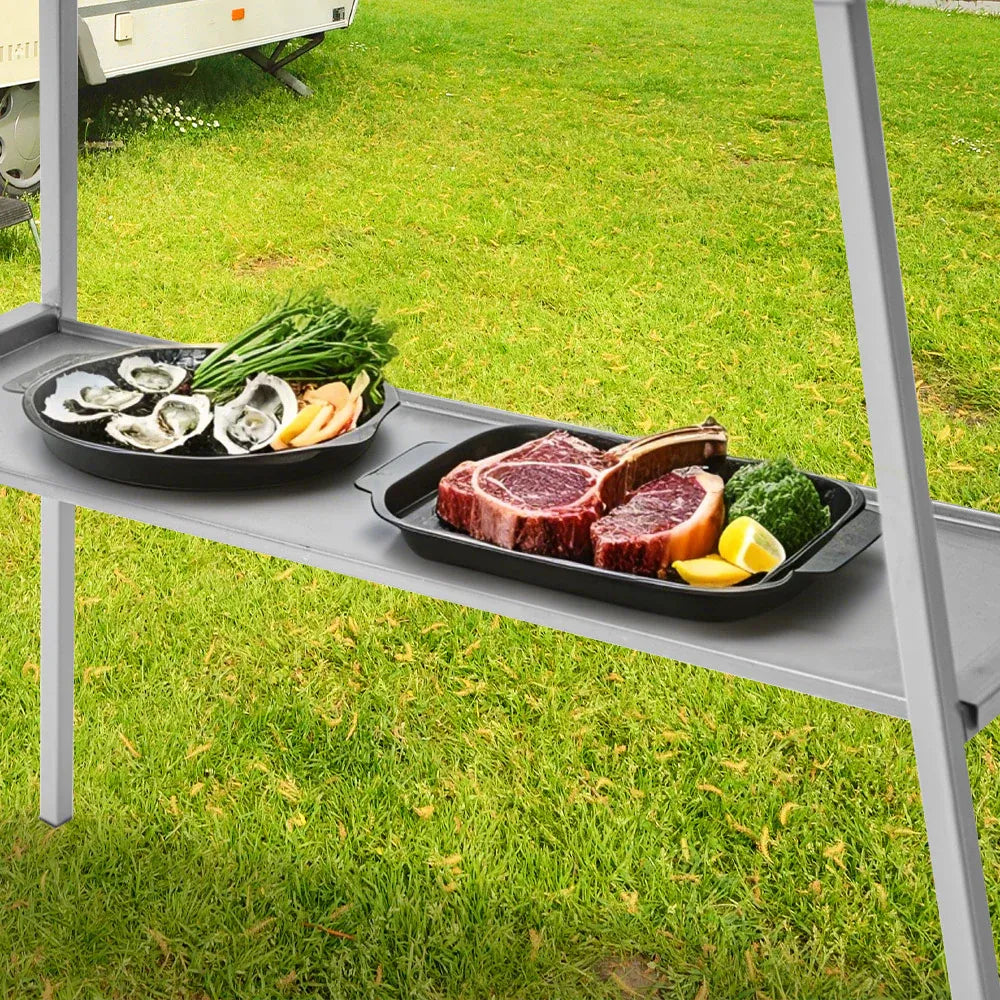 Portable Charcoal Grill Rectangular Folding Stainless Steel BBQ Grill L100xW18cm For