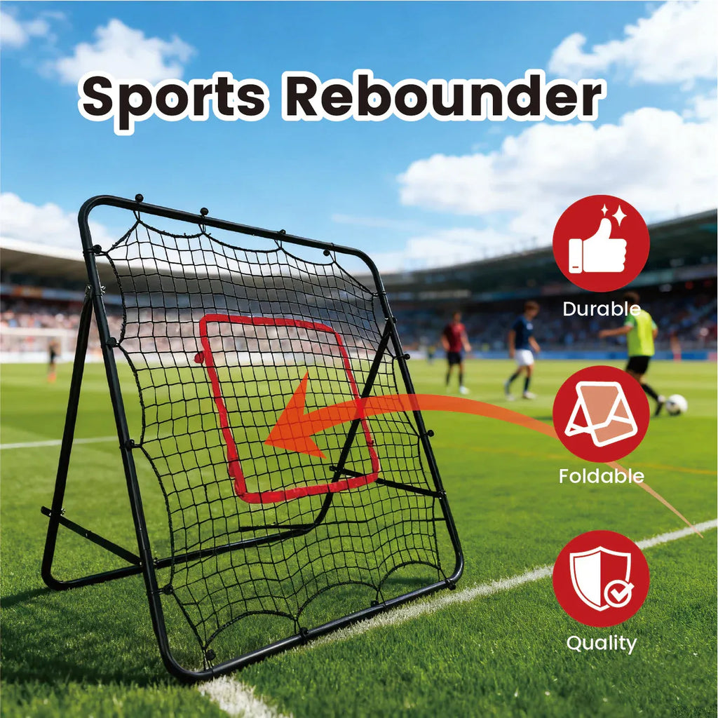 1m Football Rebounder Net Soccer Training Kickback Target Bounce Wall Detachable Metal