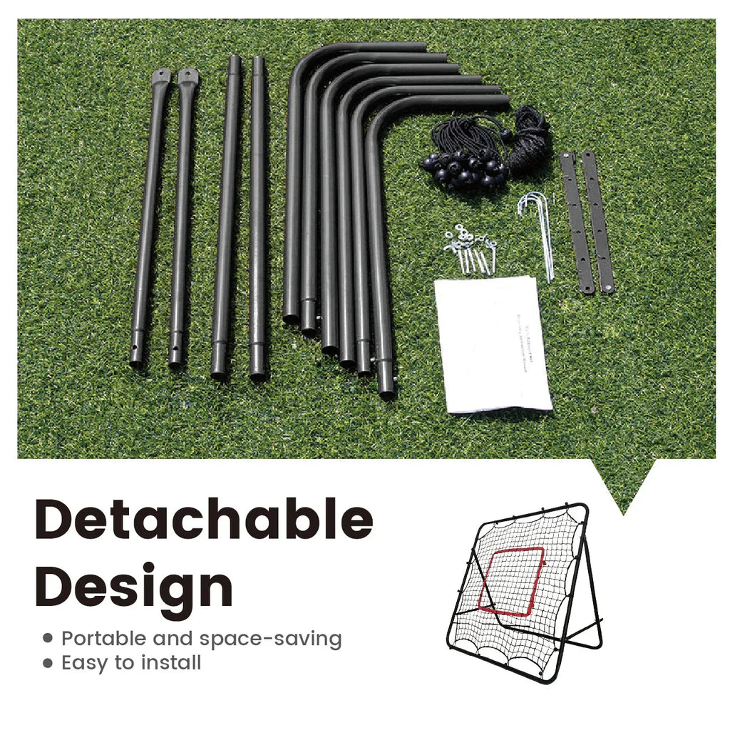 1m Football Rebounder Net Soccer Training Kickback Target Bounce Wall Detachable Metal