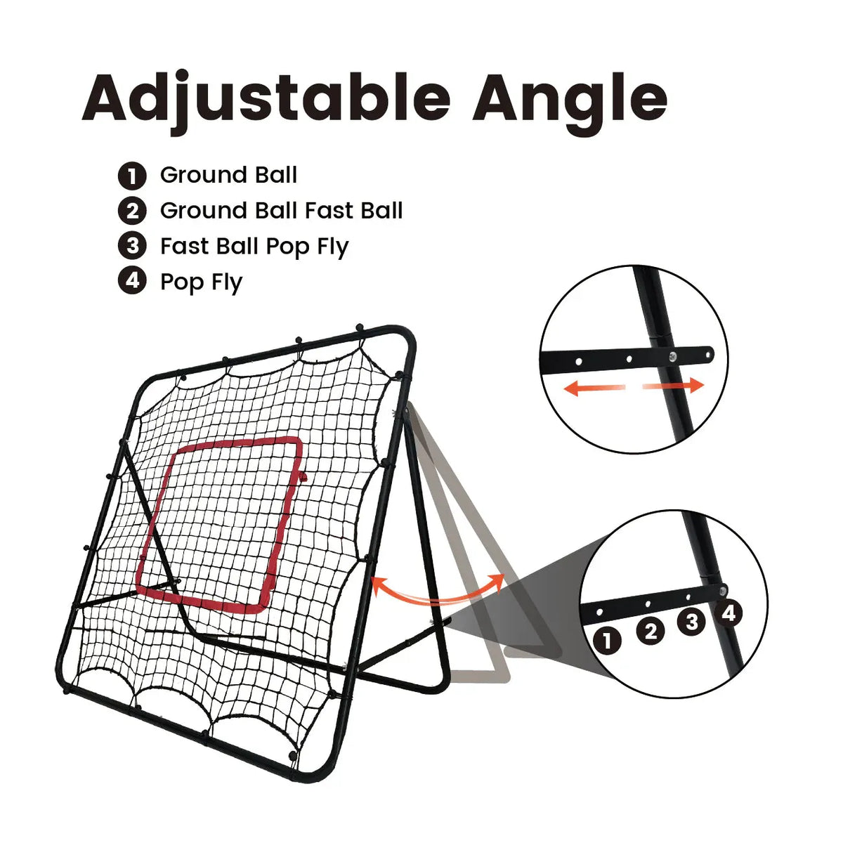 1m Football Rebounder Net Soccer Training Kickback Target Bounce Wall Detachable Metal