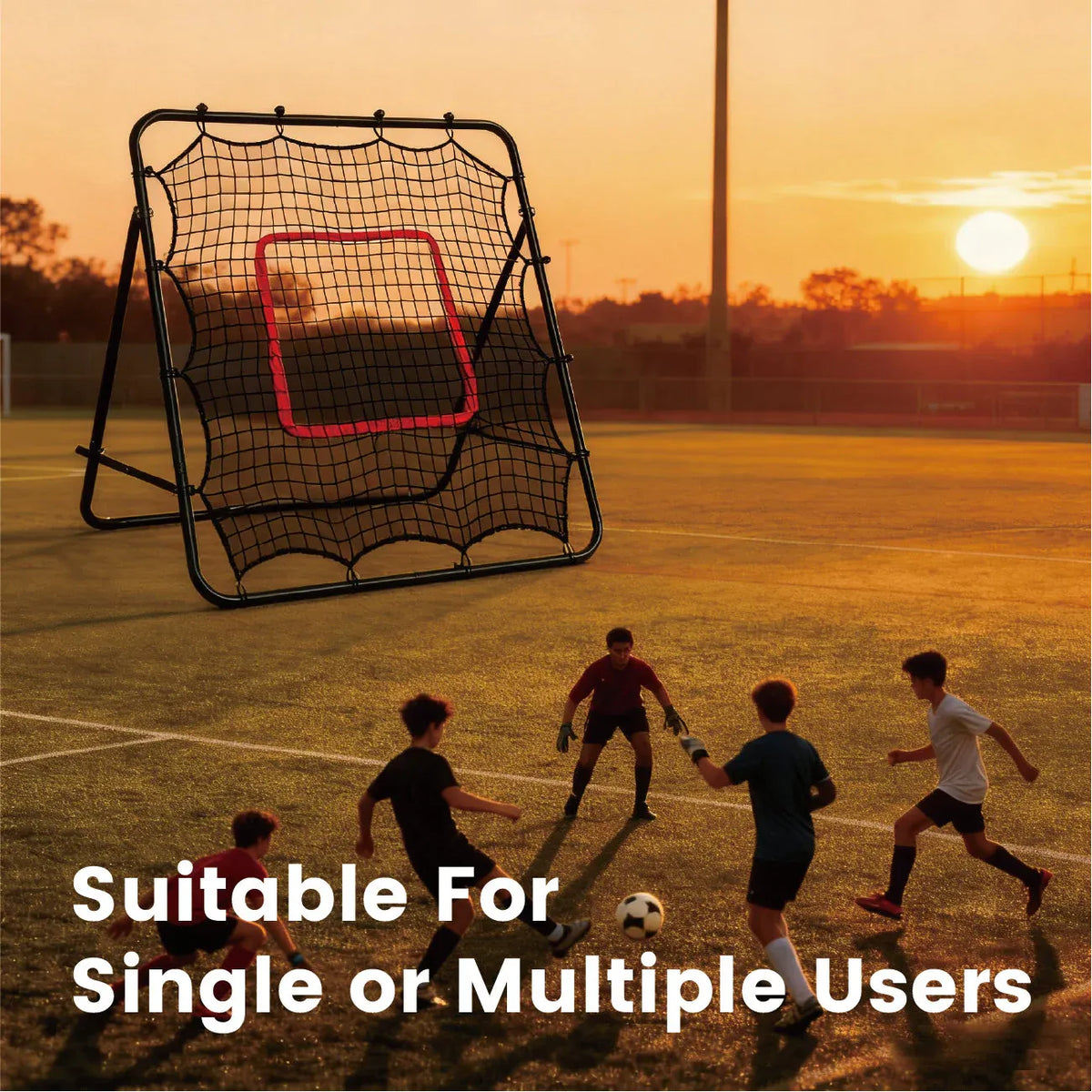 1m Football Rebounder Net Soccer Training Kickback Target Bounce Wall Detachable Metal
