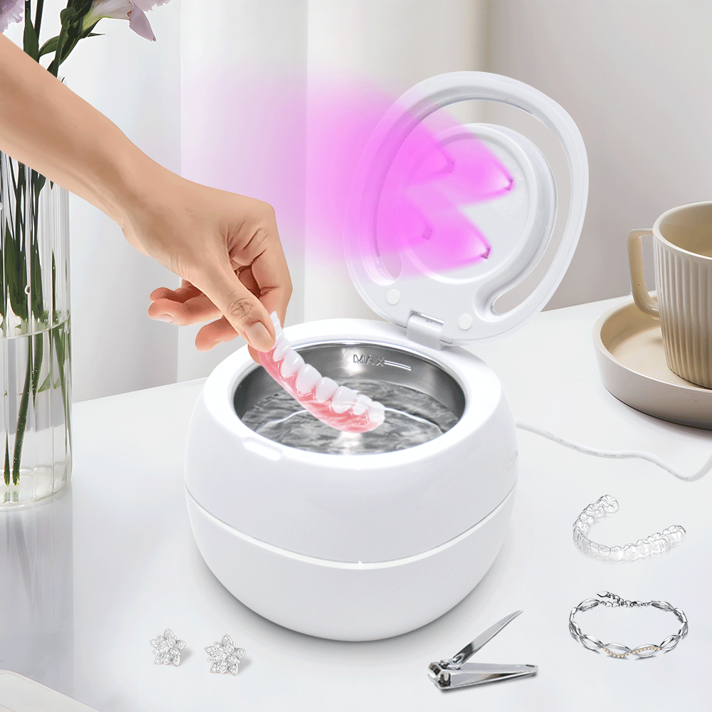 Ultrasonic UV Cleaner Portable 42khz Dual Mode Cleaner 180-220ml with Chamber and Timer