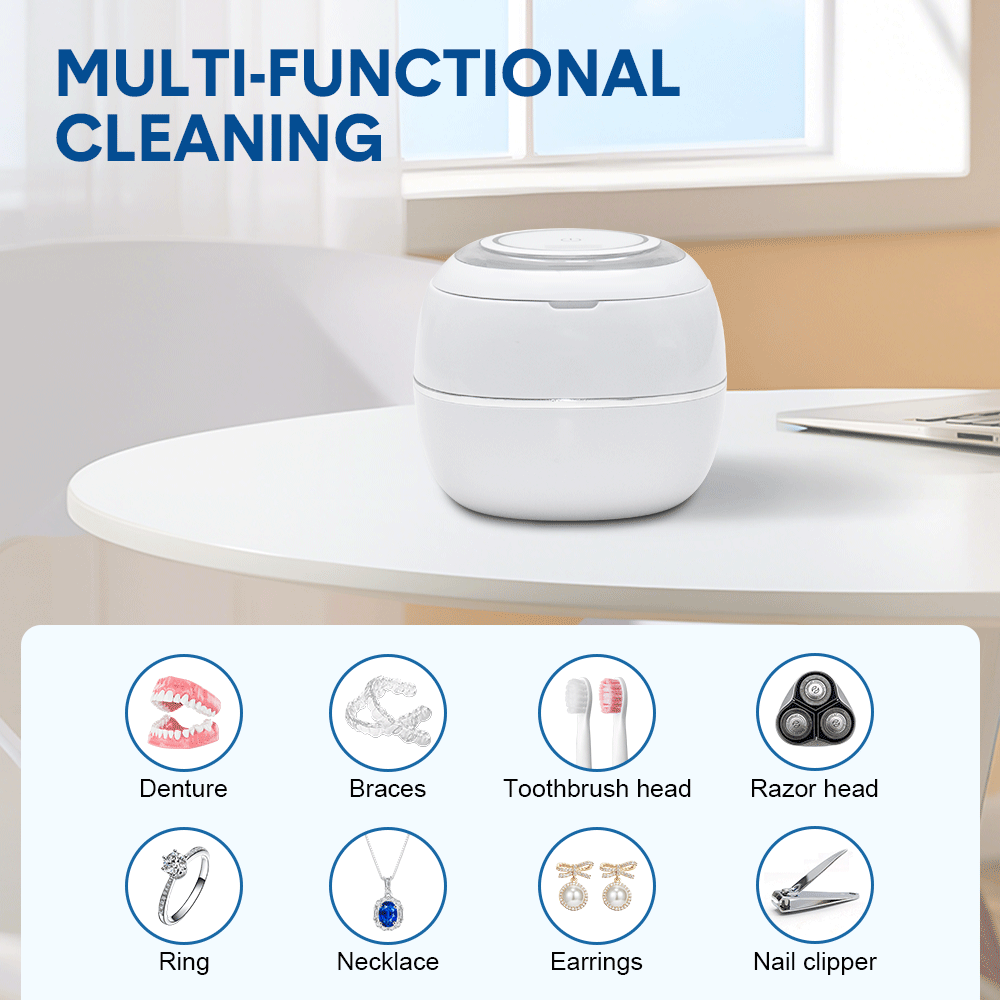 Ultrasonic UV Cleaner Portable 42khz Dual Mode Cleaner 180-220ml with Chamber and Timer