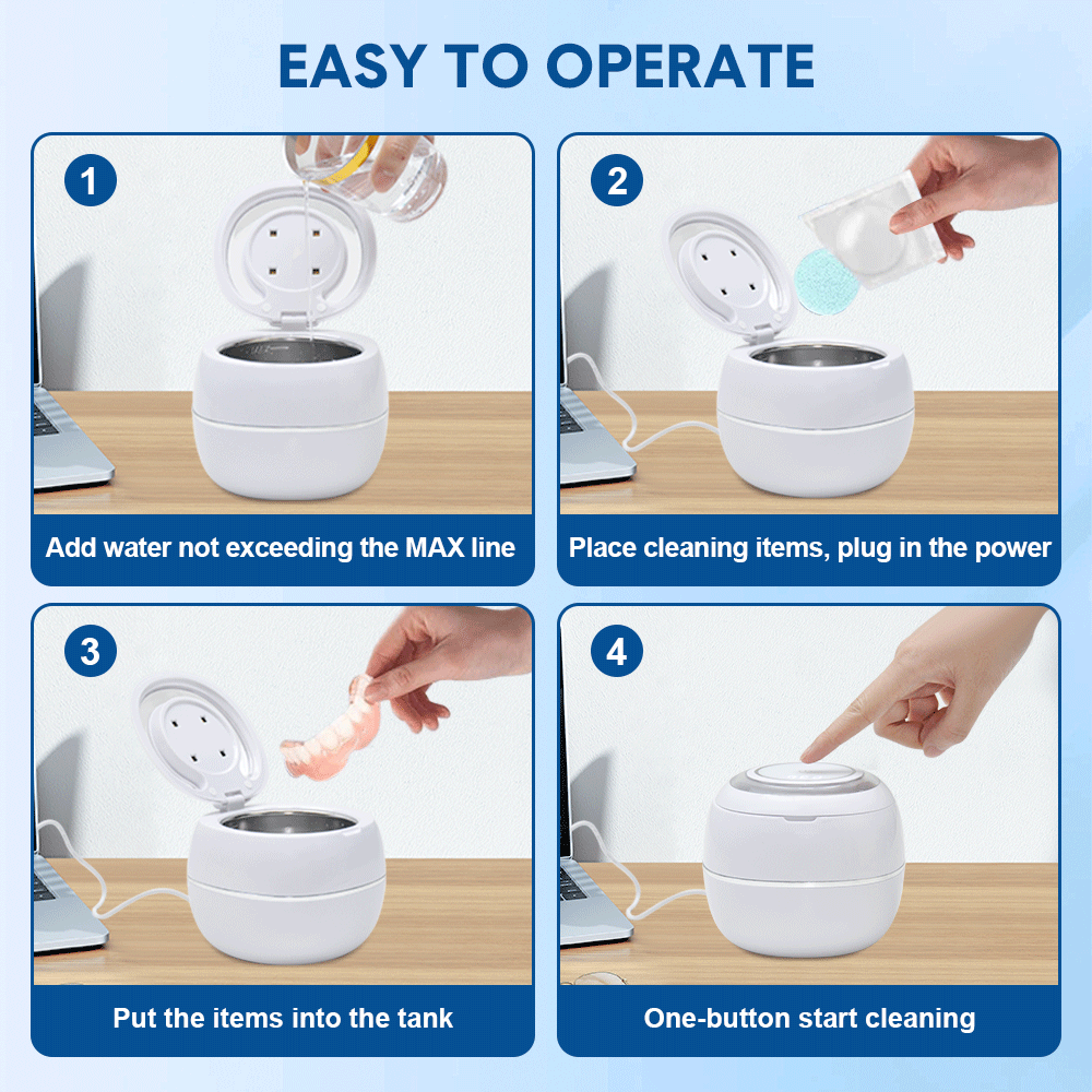 Ultrasonic UV Cleaner Portable 42khz Dual Mode Cleaner 180-220ml with Chamber and Timer