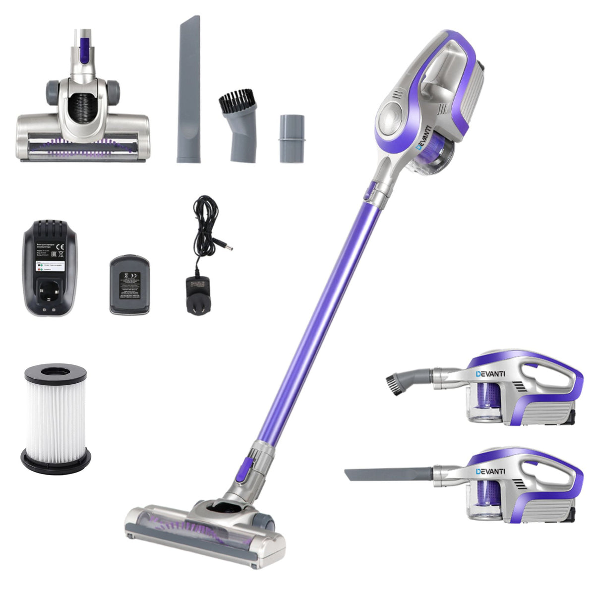 Stick Vacuum Cleaner Bagless Cordless 150W Purple