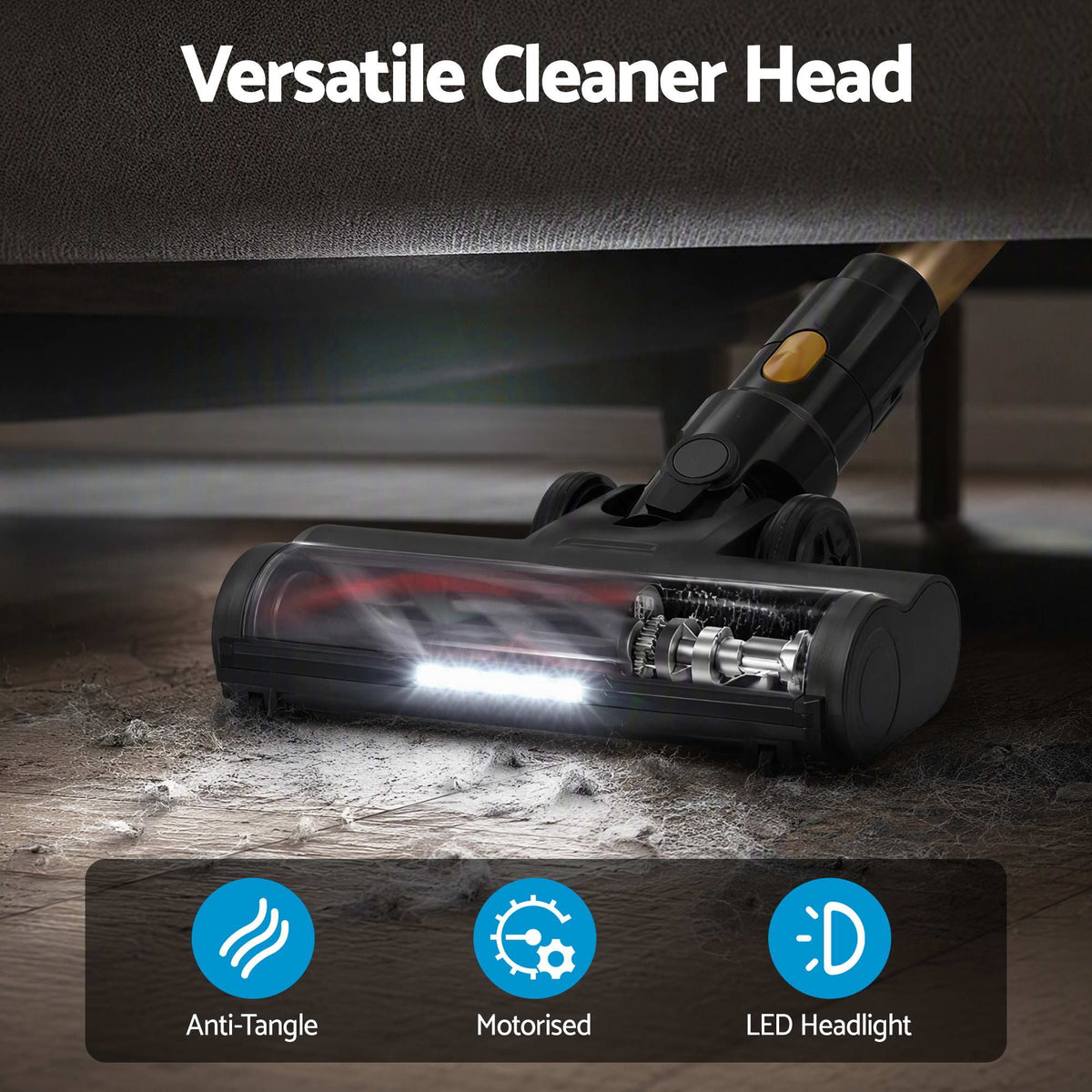30000Pa Cordless Stick Vacuum Cleaner 4-in-1 Handheld Vac, Gold