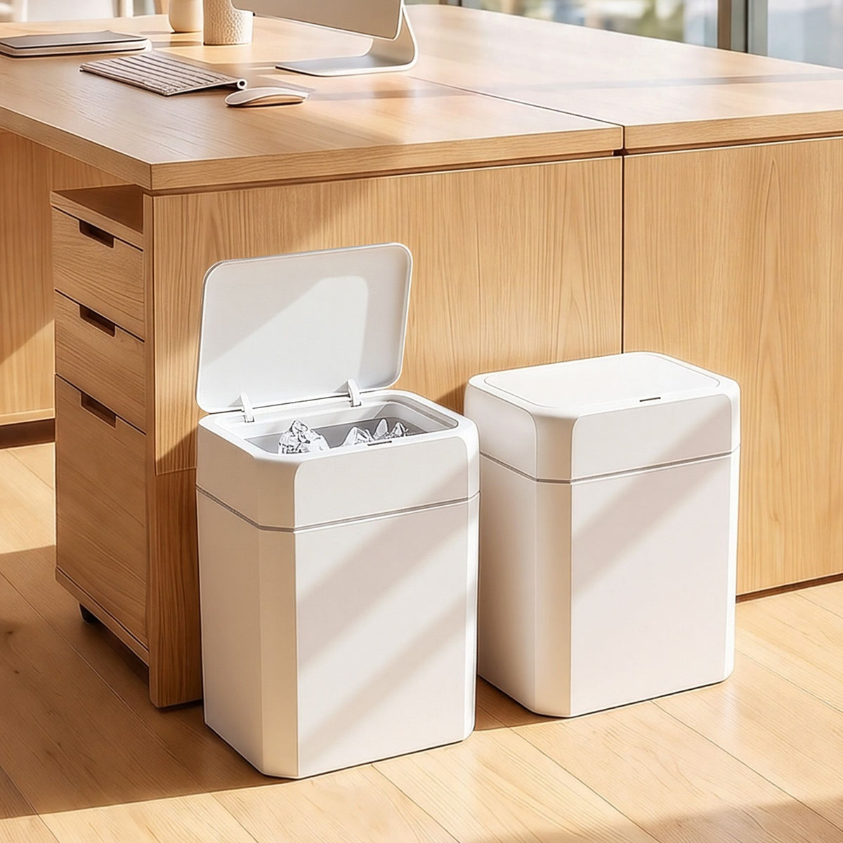 Rubbish Bin 12L 2-Pack Sensor Kitchen Automatic Motion Touchless White