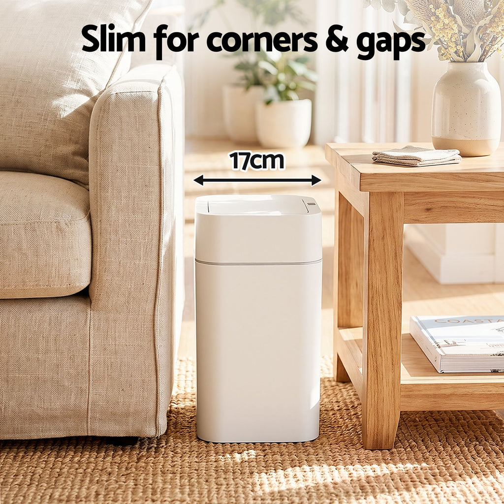 Rubbish Bin 12L 2-Pack Sensor Kitchen Automatic Motion Touchless White