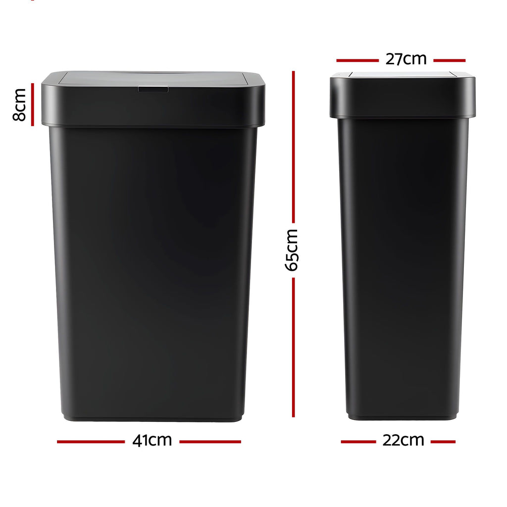Rubbish Bin 50L Sensor Kitchen Automatic Motion Plastic Touchless Black