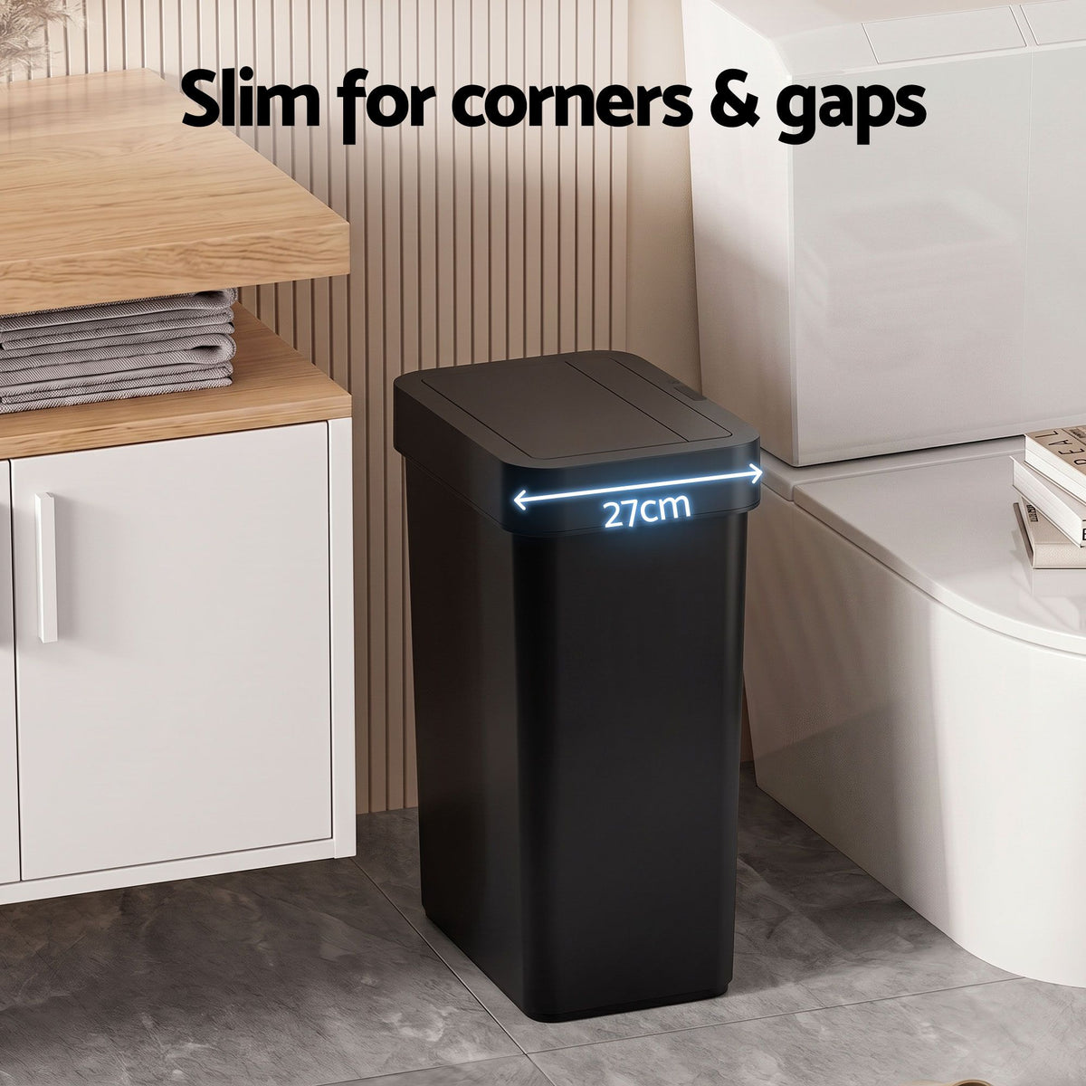 Rubbish Bin 50L Sensor Kitchen Automatic Motion Plastic Touchless Black