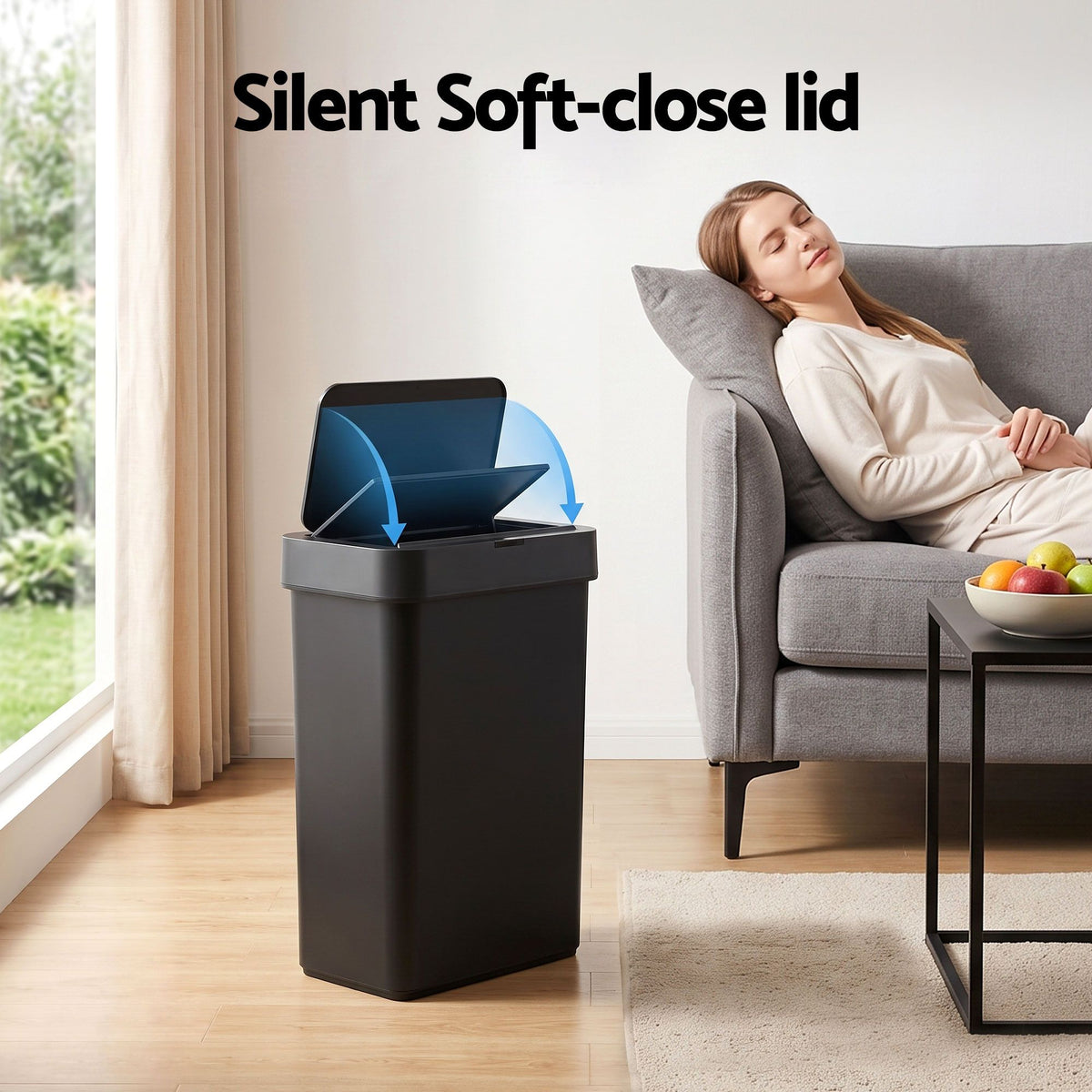 Rubbish Bin 50L Sensor Kitchen Automatic Motion Plastic Touchless Black