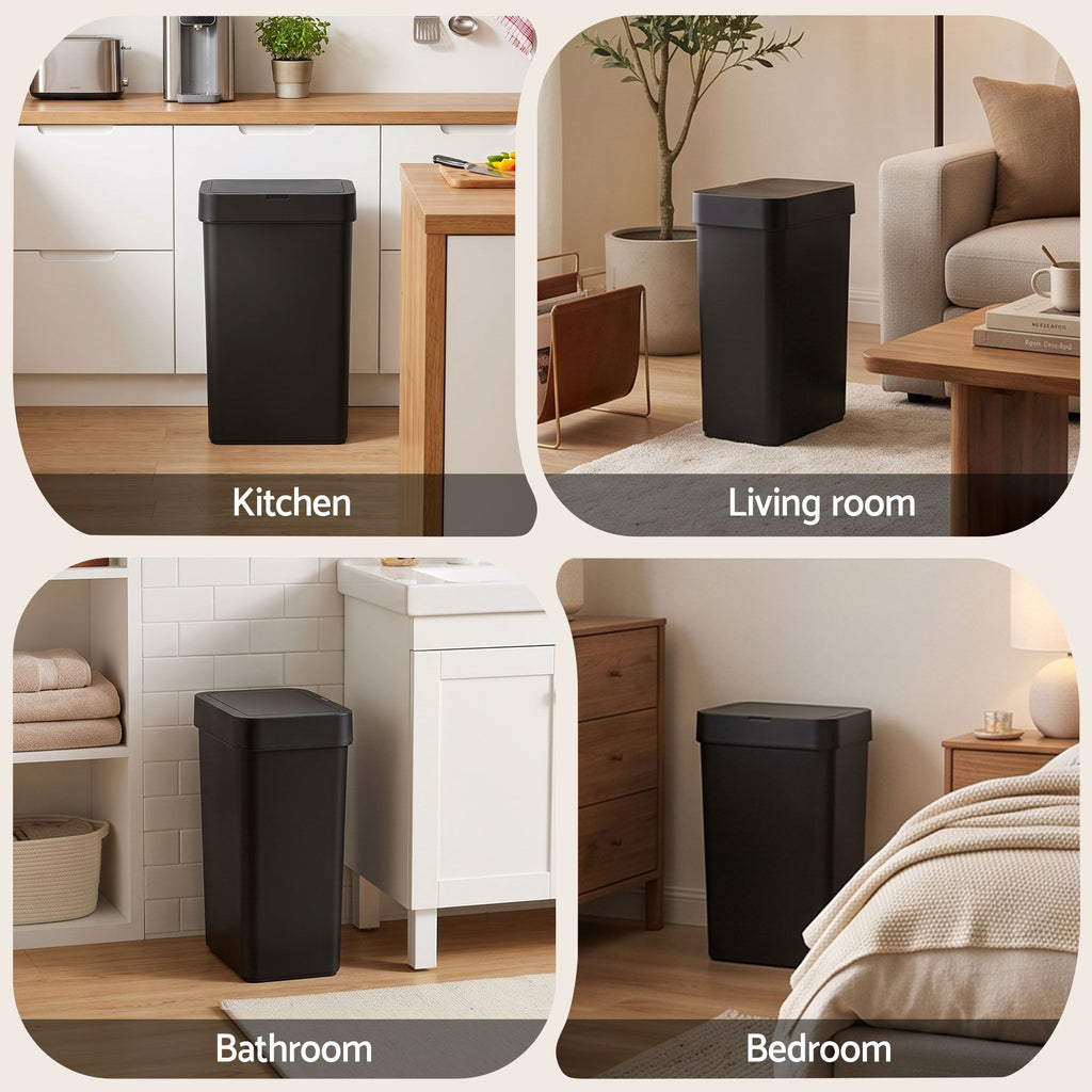 Rubbish Bin 50L Sensor Kitchen Automatic Motion Plastic Touchless Black