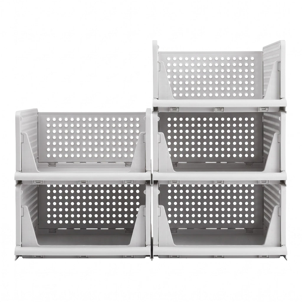 5 Pack Stackable Plastic Storage Foldable Closet Organizers