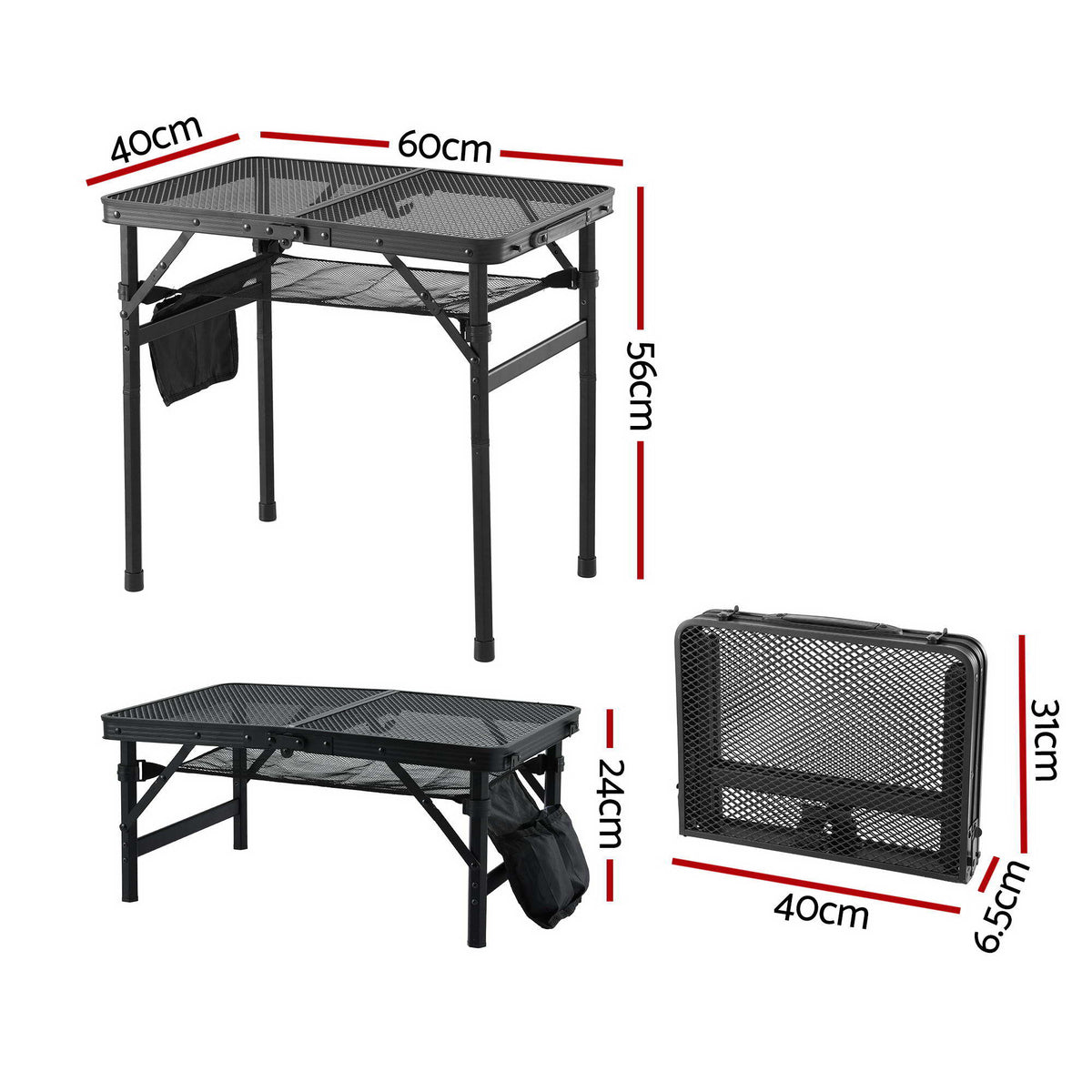 BBQ Camp Table, 60*40*56 Portable Foldable Lightweight Grill Outdoor Metal Table 2.5kg
