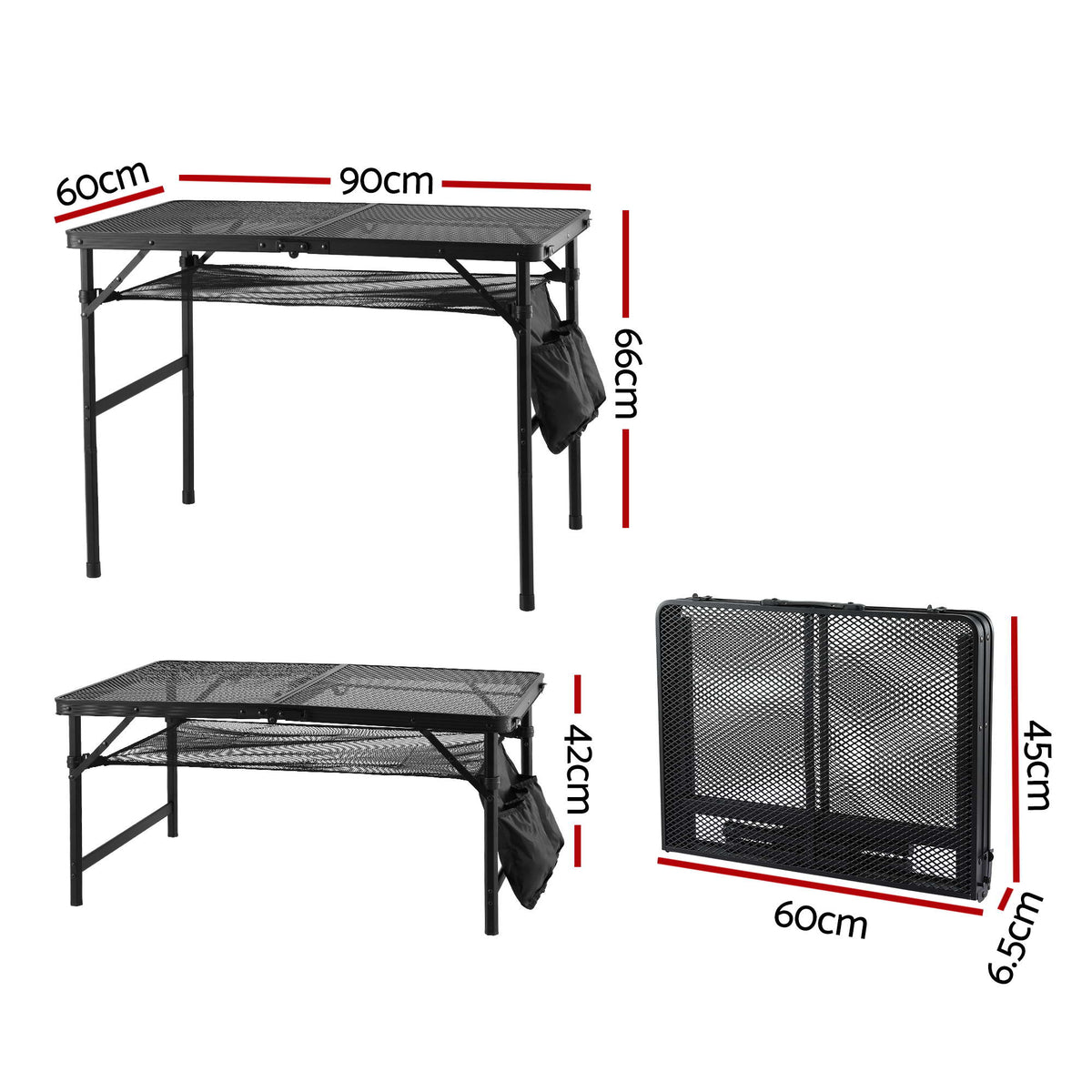 BBQ Camp Table, 90*60*66 Portable Foldable Lightweight Grill Outdoor Metal Table 3.9kg