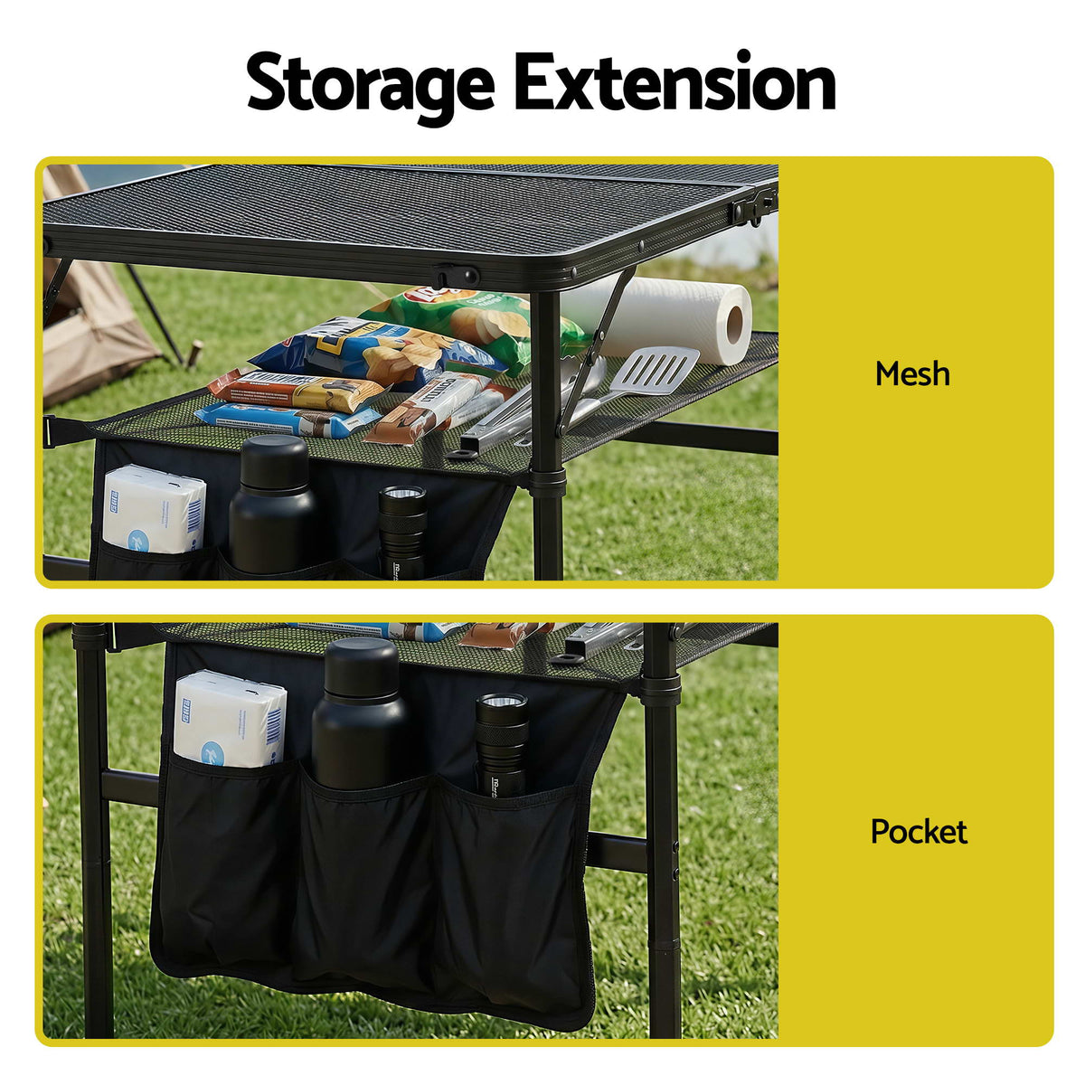 BBQ Camp Table, 90*60*66 Portable Foldable Lightweight Grill Outdoor Metal Table 3.9kg