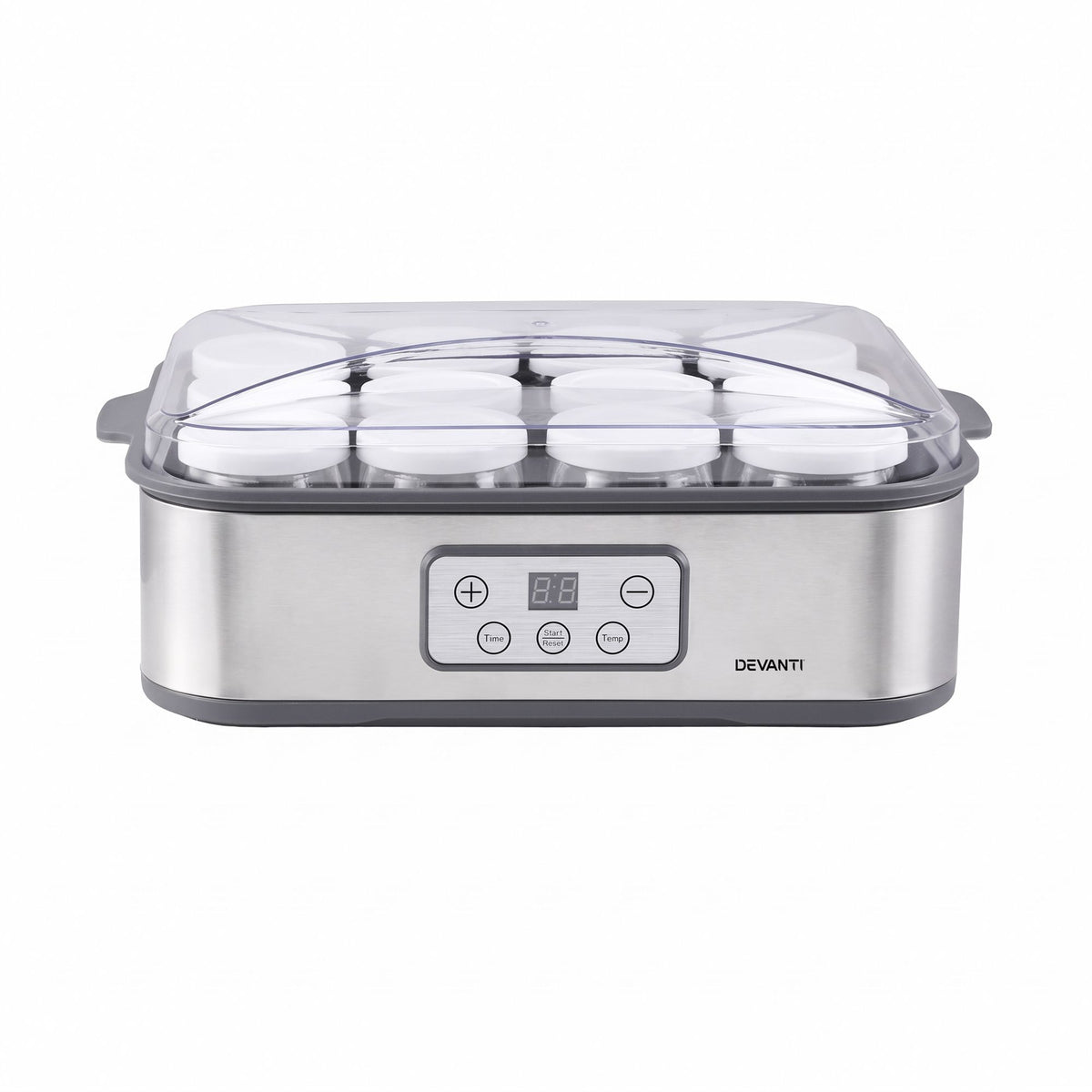 Yoghurt Maker Machine with 12x180ml Glass Cups Temp Control Grey