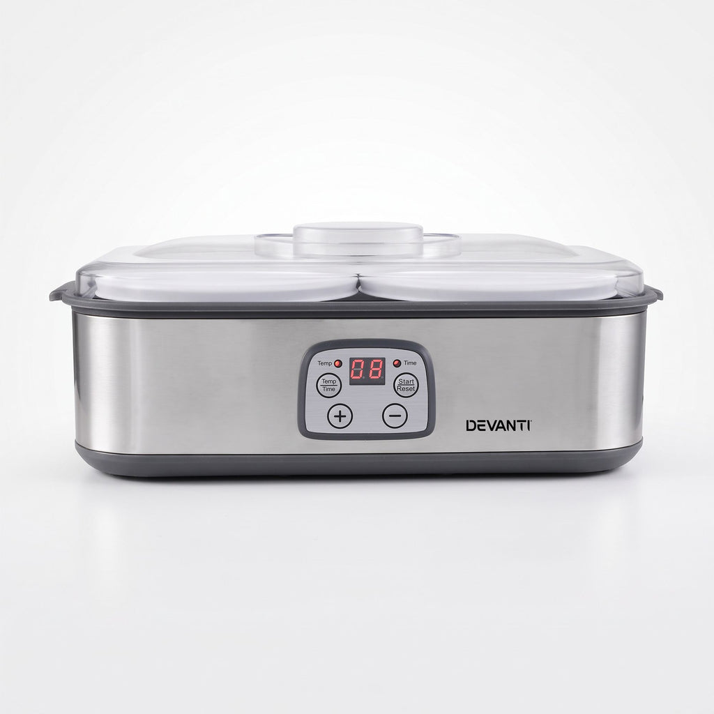 Greek Yoghurt Maker Machine 2x960ml Large Tubs Temp Control Grey